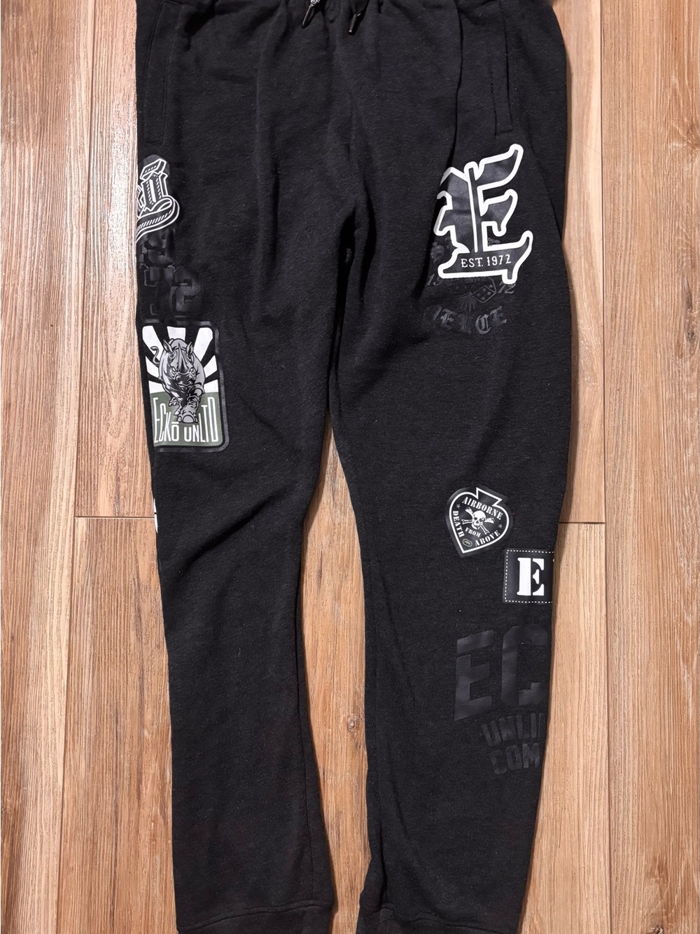 Ecko Unlimited Black Graphic Joggers with White Patch Logos small